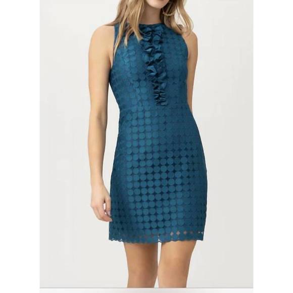 NEW TRINA TURK battery park dress in teal - Picture 1 of 1